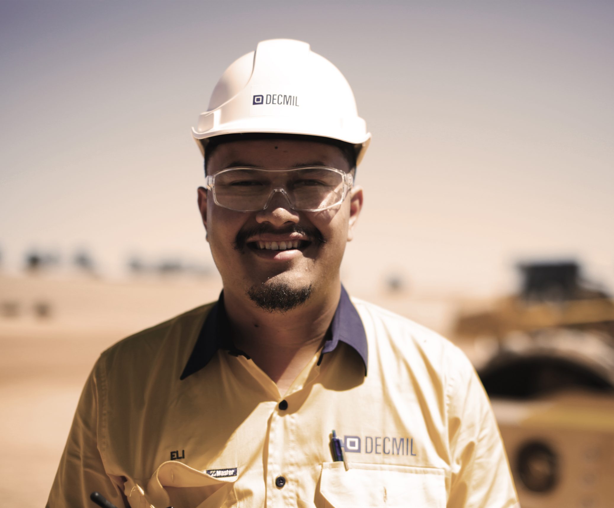 Eli Graham smiling on mine site